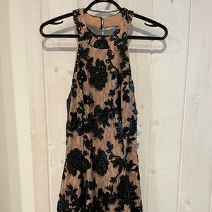 SEQUINS LACE FLORAL DRESS